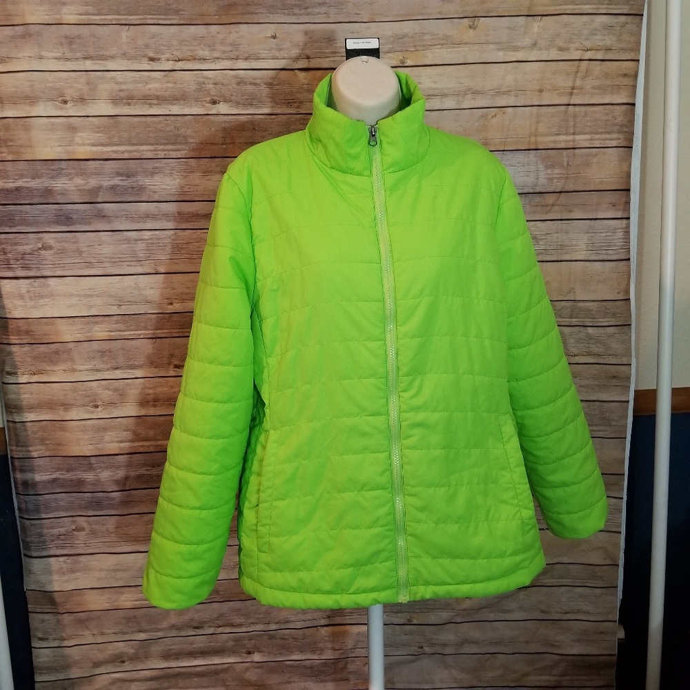 Puffer coat lrg womens green